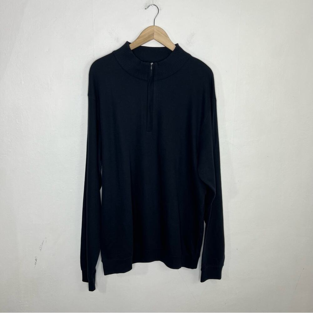 CUTTER & BUCK Men's Navy Journey Supima Cotton Flatback Half Zip Size XXL